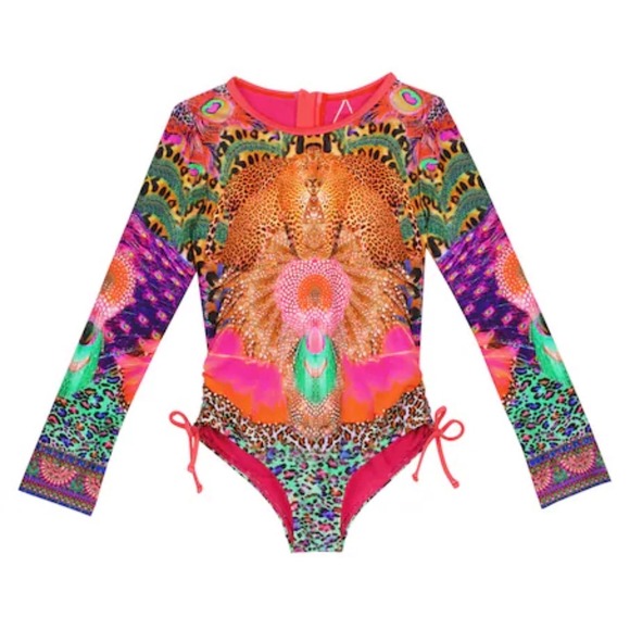 Camilla Other - Camilla Kids Mila Multicolor Leopard Print Long Sleeve One Piece Swimsuit Size 6